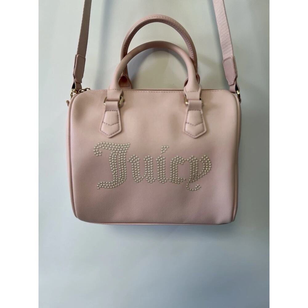 Juicy Couture Baby Pink Satchel Studded Logo Bling Retro Shoulder Strap Y2K